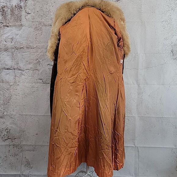 Vintage 70s union made faux leather lions mane coat-caramel brown Women's Size S - Picture 8 of 12